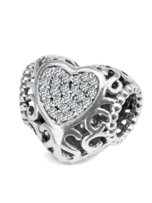 Zawieszka srebrna z cyrkoniami - serce - Elemento Z41490