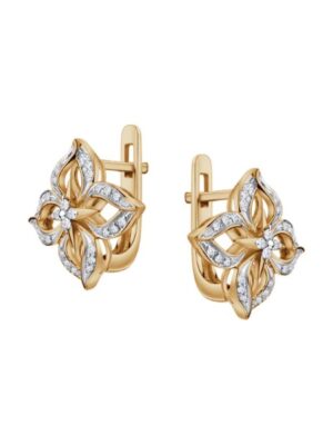 Kolczyki złote z diamentami - kwiaty Verona 19962