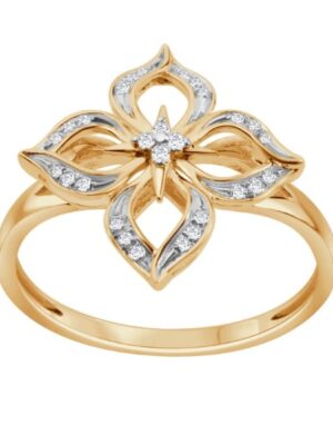 Pierścionek złoty z diamentami - kwiat Verona 19962