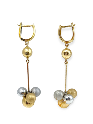 Złote kolczyki z angielskim zapięciem z wiszącymi kulkami 2200