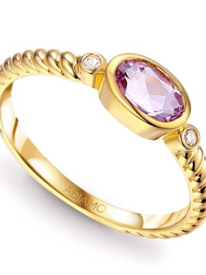 Pierścionek z różowym ametystem i diamentami (R85576 Y PAM) Adiamo
