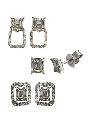 Złote kolczyki z diamentami, w białym złocie, które założysz na trzy sposoby! ArenArt E05581 W S