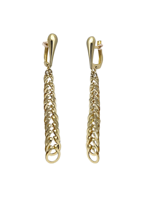Złote, długie kolczyki na angielskim zapięciu, splot pancerka pr. 585