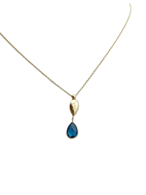 Złoty naszyjnik z niebieskim kamieniem pr.585