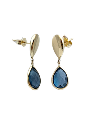 Złote kolczyki z niebieskimi kamieniami pr.585 Zapięcie: sztyft