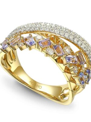 Pierścionek z tanzanitami i diamentami (R86489 Y T)