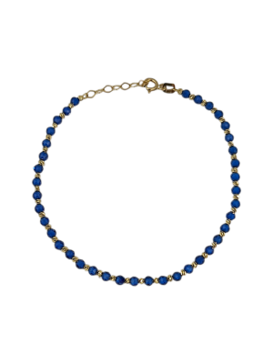 Złota bransoletka z niebieskimi kamykami Au 585