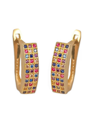 Złote kolczyki z kolorowymi kamieniami pr.585