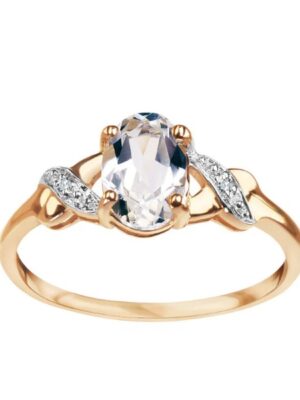 Pierścionek złoty z topazem i diamentami 17883 Verona