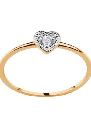 Pierścionek złoty z diamentem - serce PZ20675