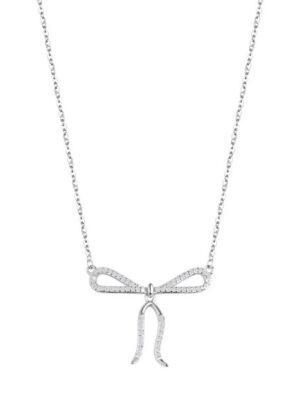 Naszyjnik srebrny z cyrkoniami - kokarda NW53449