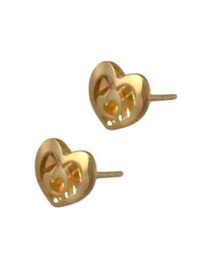 Złote kolczyki z serduszkiem na sztyft