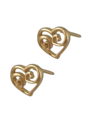 Złote kolczyki serduszka, sztyft, pr 585