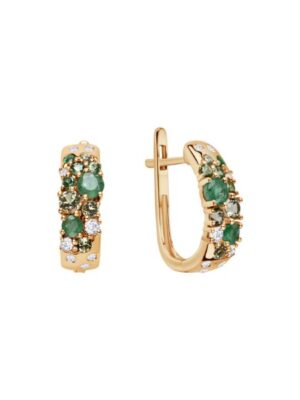 Kolczyki złote z szmaragdami, granatami i peridotami Verona  GZ20589