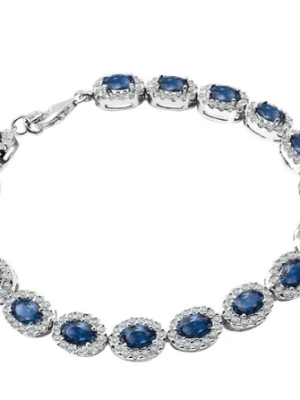 Bransoletka srebrna z niebieskim szkłem i cyrkoniami Verona BS25008