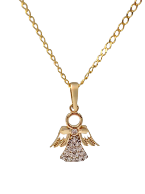 Złota przewieszka aniołek z cyrkoniami pr.585