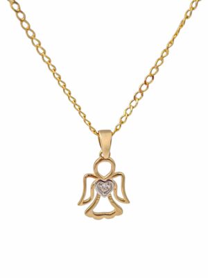 Złota zawieszka aniołek z cyrkonią pr.585