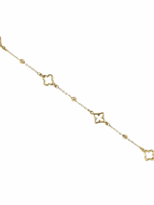 Złota bransoletka z dodatkami, koniczynki Au 585