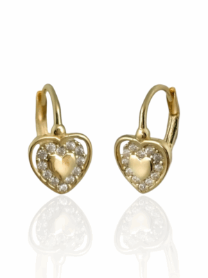 Złote kolczyki serca na angielskim zapięciu pr.585
