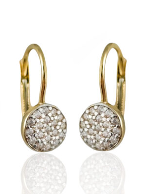 Złote kolczyki z cyrkoniami pr.585 na angielskim zapięciu