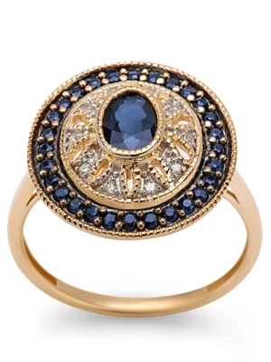 Pierścionek złoty z szafirami i diamentami - Intenso Verona 14271S