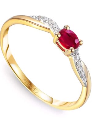 Pierścionek z rubinem i diamentami R82444 Y RU