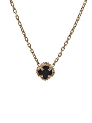 Złota celebrytka z czarną koniczynką au 585