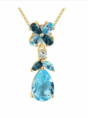 Naszyjnik z niebieskimi i białym topazem oraz diamentami N10788 Y G BT,WT