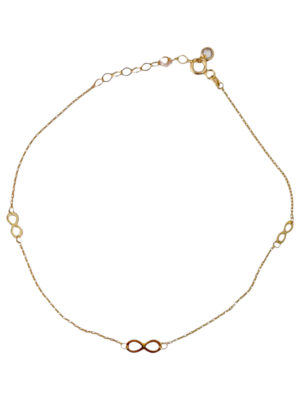 Złota bransoletka na nogę ze znakiem nieskończoności Au 585