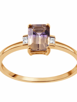 Pierścionek złoty z ametrinem i diamentami VERONA PZ20184