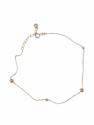 Złota bransoletka na nogę ze złotymi kulkami pr. 585