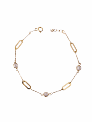 Złota, subtelna bransoletka z kamykami pr.585