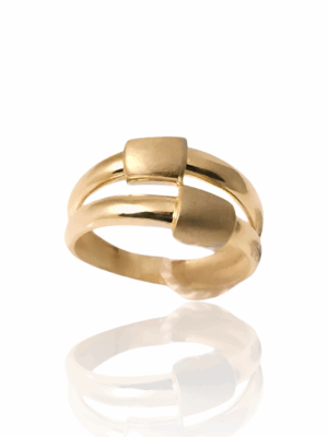 Złoty pierścionek z matowym dodatkiem pr. 585