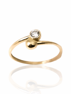 Złoty pierścionek z cyrkonią pr.585