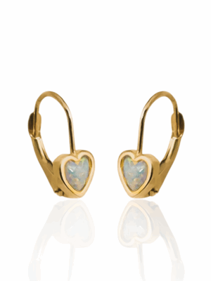 Złote kolczyki na angielskim zapięciu z opalem pr.585