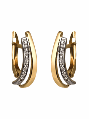 Złote kolczyki z cyrkoniami na angielskim zapięciu pr.585