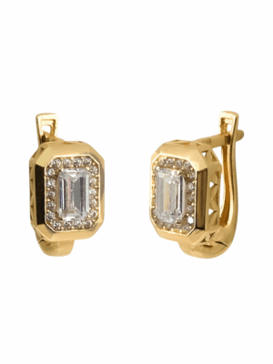 Złote kolczyki z cyrkoniami na angielskim zapięciu pr. 585