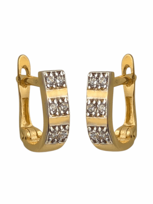 Złote kolczyki na angielskim zapięciu z cyrkoniami pr.585