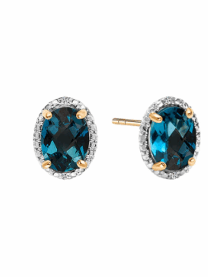 Kolczyki z dwukolorowego złota z topazami i diamentami VERONA KX17763