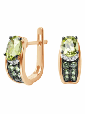 Kolczyki złote z peridotem, granatami i diamentami VERONA GZ20527