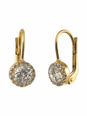 Złote kolczyki z cyrkoniami na angielskim zapięciu pr.585