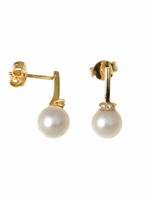 Złote kolczyki z perełkami na sztyft pr.585 DALL'ACQUA