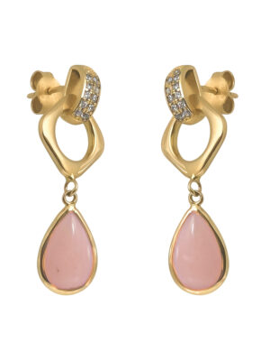 Złote kolczyki różowy opal DALL'ACQUA pr.585