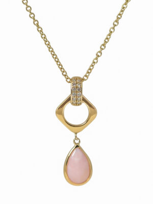 Naszyjnik złoty różowy opal pr.585 DALL'ACQUA