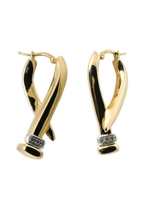 Złote kolczyki, gwoździe z cyrkoniami pr.585