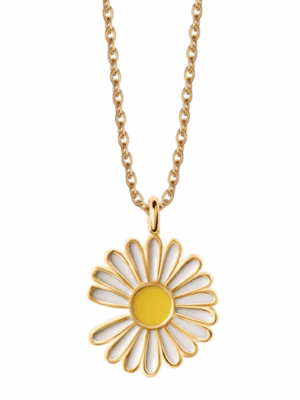 Naszyjnik srebrny pozłacany z kolorową emalią - stokrotka - Bambini VERONA NS53274