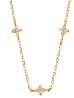 Naszyjnik srebrny pozłacany z cyrkoniami - kwiaty VERONA NS54793