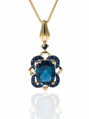 Złota zawieszka z topazami london blue i szafirami VERONA ZZ21215