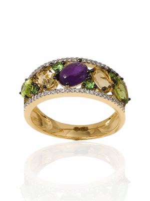 Złoty pierścionek z kamieniami szlachetnymi VERONA PZ21213