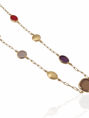 Srebrna, pozłacana kolia z kolorowymi kamieniami DALL'ACQUA